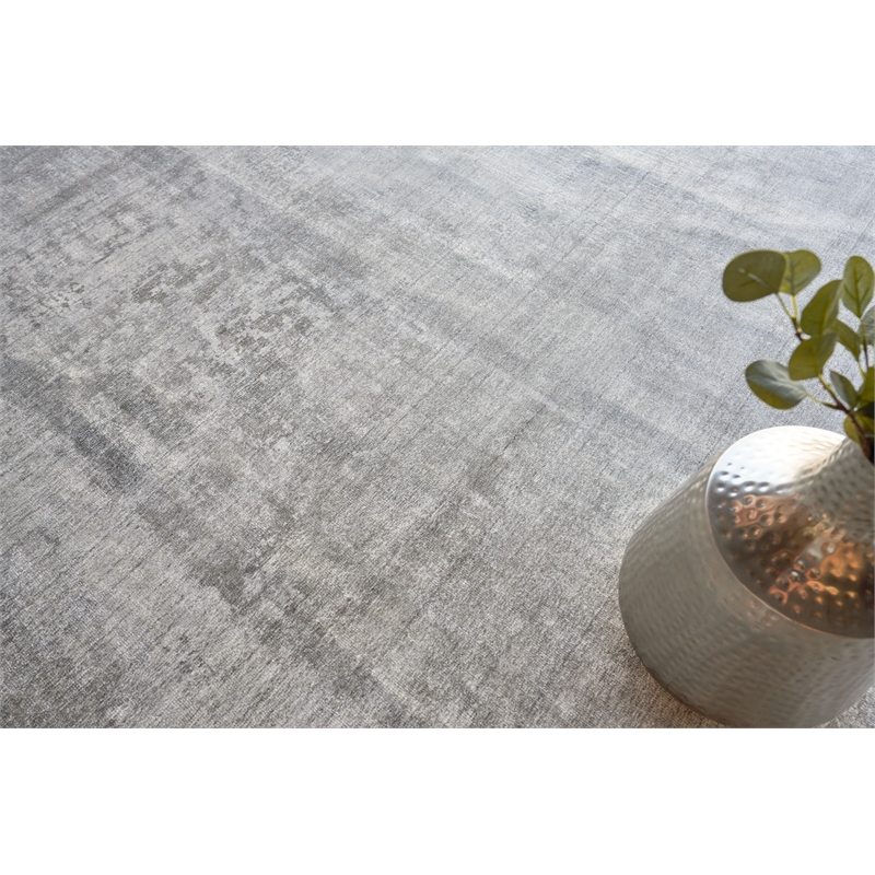 Stone Wash Gazni Handloomed Wool/Bamboo Silk Gray/Taupe 6'x9' Area Rug