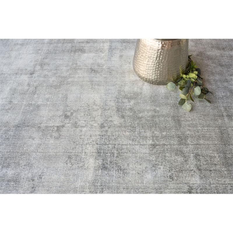 Stone Wash Gazni Handloomed Wool/Bamboo Silk Gray/Taupe 8'x10' Area Rug