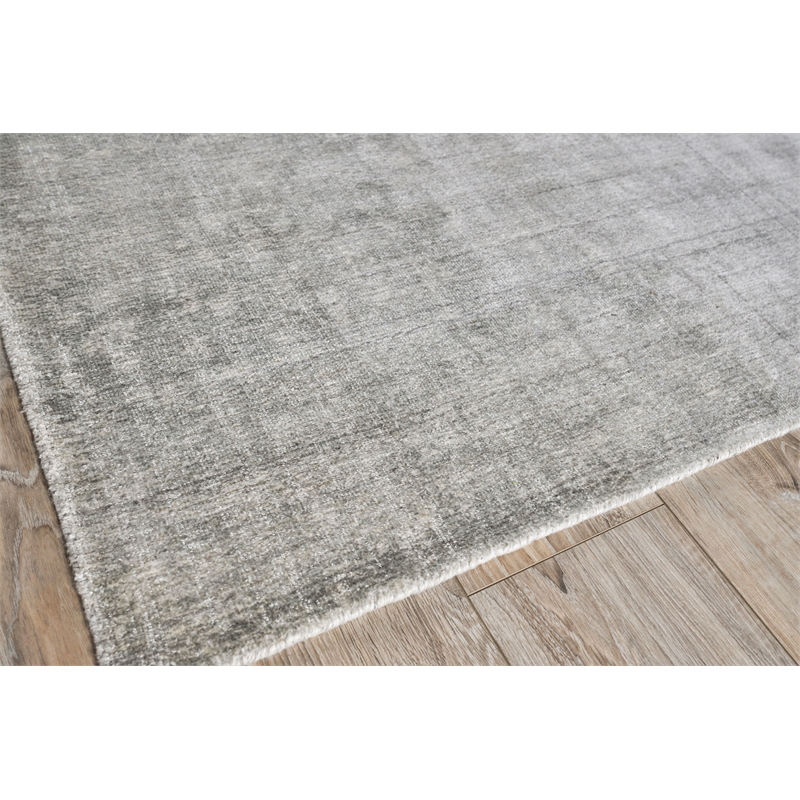 Stone Wash Gazni Handloomed Wool/Bamboo Silk Gray/Taupe 9'x12' Area Rug