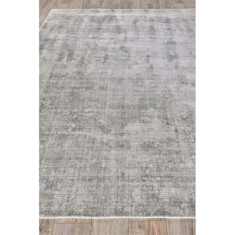 Stone Wash Gazni Handloomed Wool/Bamboo Silk Gray/Taupe 9'x12' Area Rug