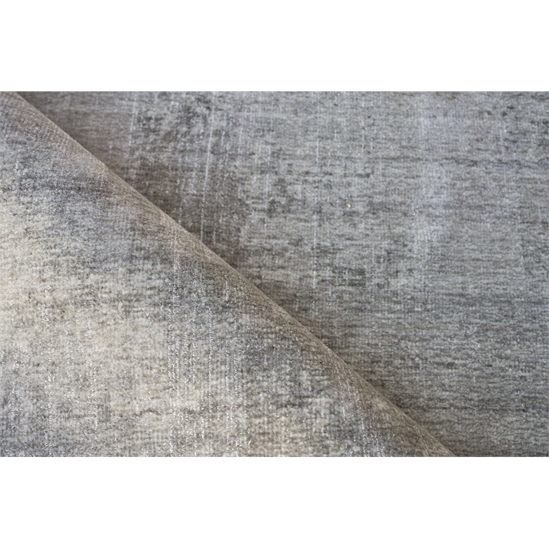 Stone Wash Gazni Handloomed Wool/Bamboo Silk Gray/Taupe 9'x12' Area Rug