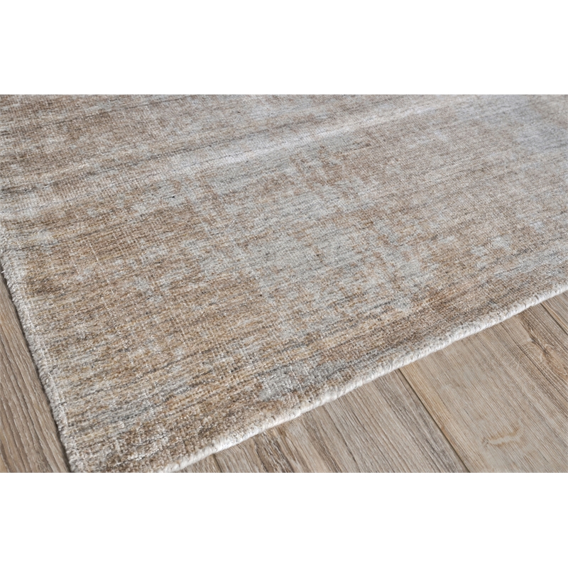 Stone Wash Gazni Handloomed Wool/Bamboo Silk Terracota/Silver 6'x9' Area Rug