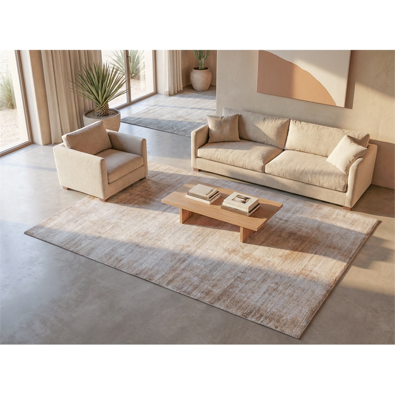 Stone Wash Gazni Handloomed Wool/Bamboo Silk Terracota/Silver 6'x9' Area Rug
