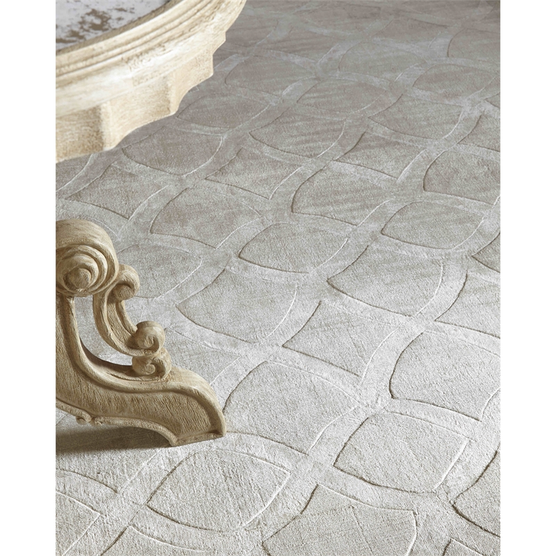 Smooch Geo Handloomed Bamboo Silk Light Beige 6'x9' Area Rug