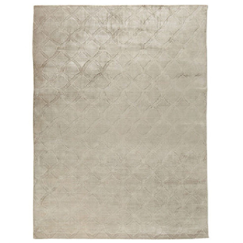 Smooch Geo Handloomed Bamboo Silk Silver 6'x9' Area Rug
