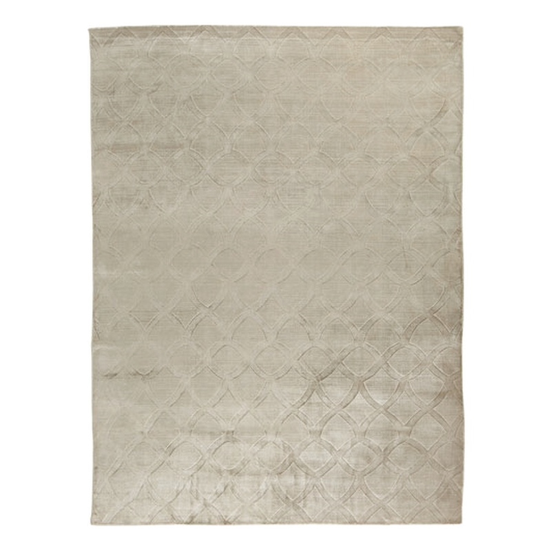 Smooch Geo Handloomed Bamboo Silk Silver 6'x9' Area Rug