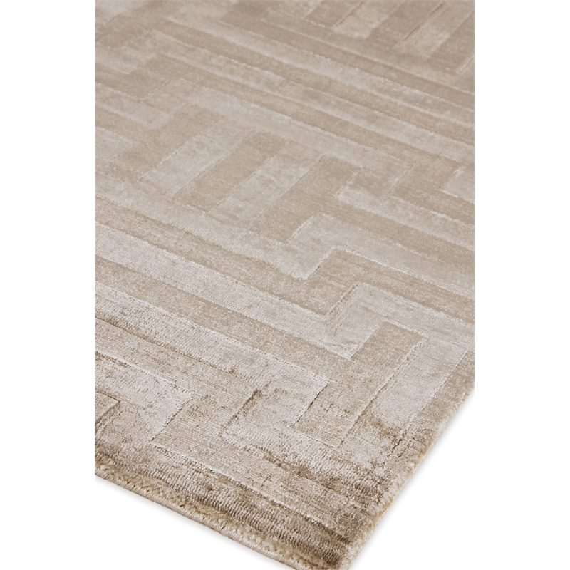 Smooch Geo Handloomed Bamboo Silk Beige 8'x10' Area Rug