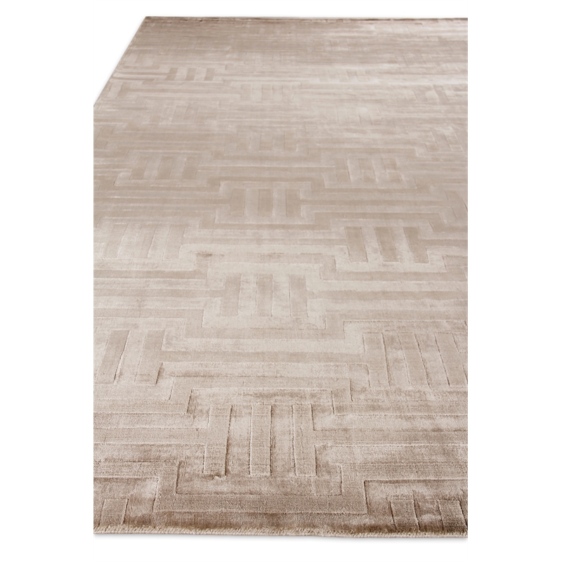 Smooch Geo Handloomed Bamboo Silk Beige 8'x10' Area Rug