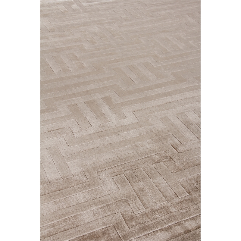 Smooch Geo Handloomed Bamboo Silk Beige 8'x10' Area Rug