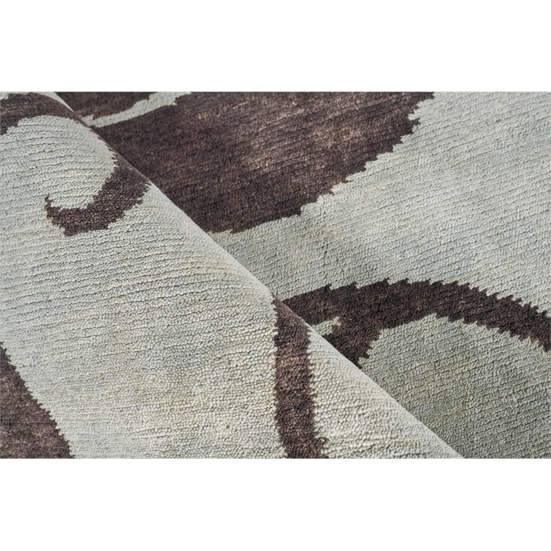 Soho Hand-Knotted New Zealand Wool Blue/Chocolate 9'x12' Area Rug