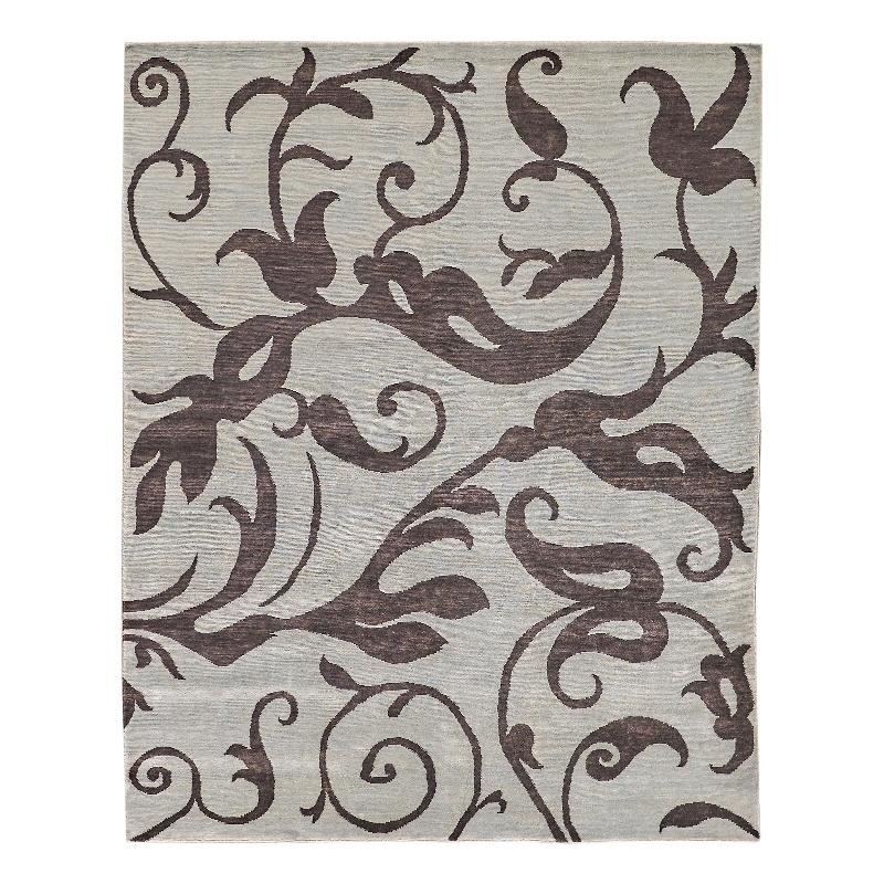 Soho Hand-Knotted New Zealand Wool Blue/Chocolate 9'x12' Area Rug
