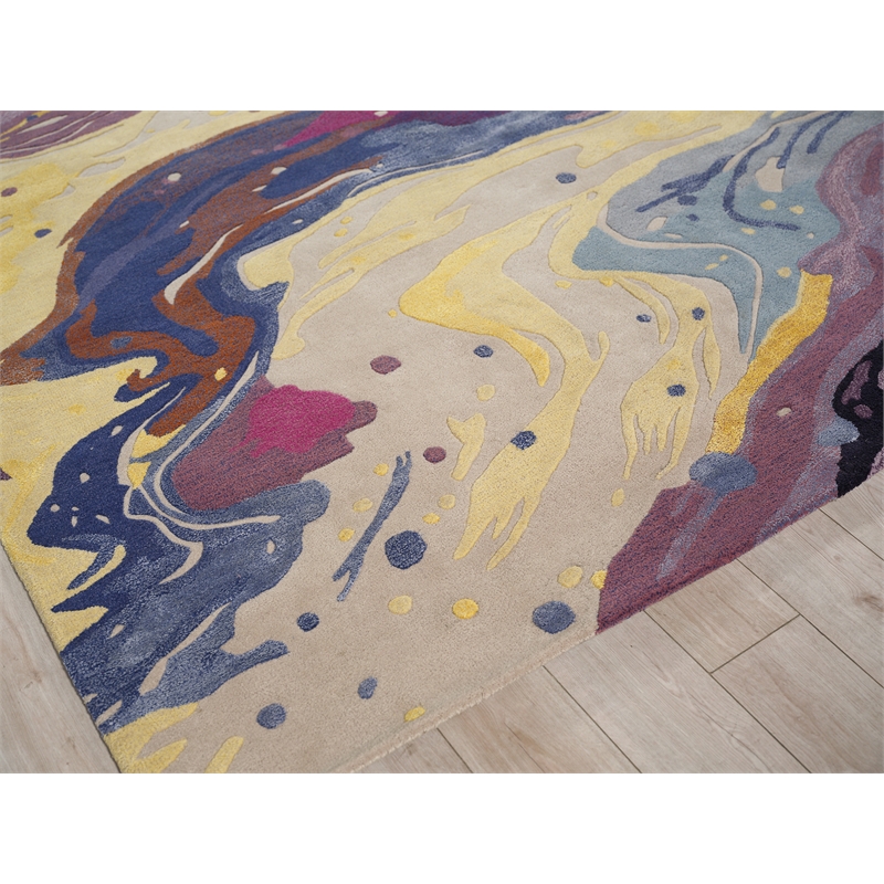 Solara Hand-Tufted New Zealand Wool/Viscose Purple/Yellow/Multi 8'x10' Area Rug