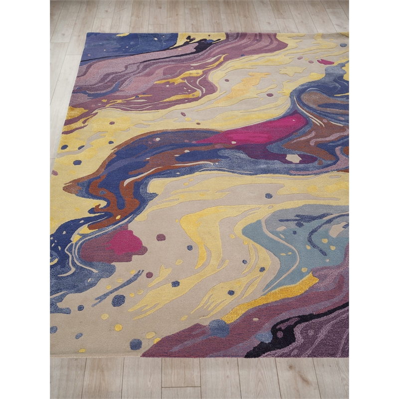 Solara Hand-Tufted New Zealand Wool/Viscose Purple/Yellow/Multi 8'x10' Area Rug