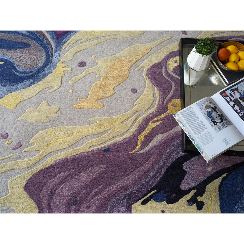 Solara Hand-Tufted New Zealand Wool/Viscose Purple/Yellow/Multi 8'x10' Area Rug