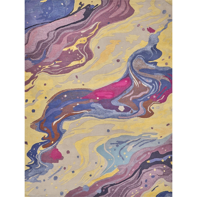 Solara Hand-Tufted New Zealand Wool/Viscose Purple/Yellow/Multi 8'x10' Area Rug