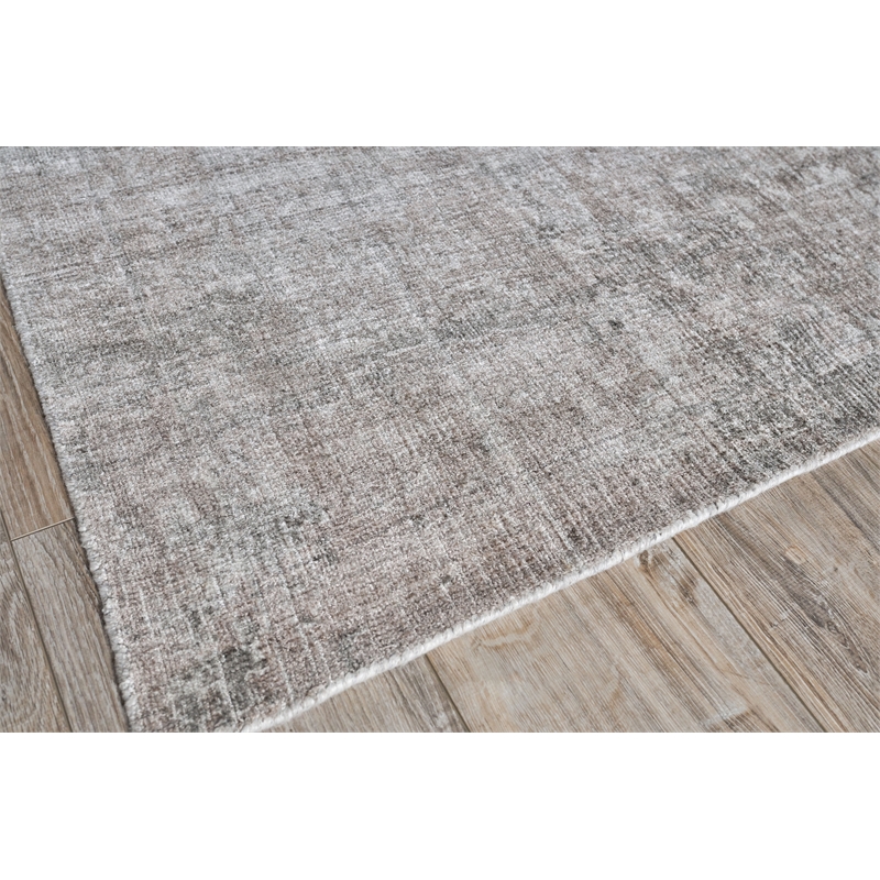 Stone Wash Gazni Handloomed Wool/Bamboo Silk Silver/Taupe 4'x6' Area Rug
