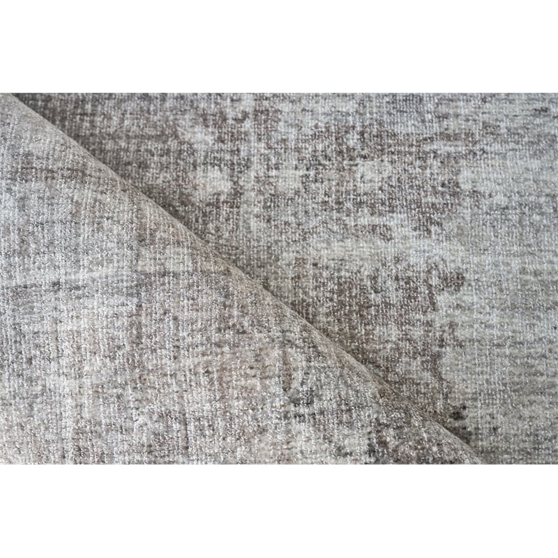 Stone Wash Gazni Handloomed Wool/Bamboo Silk Silver/Taupe 4'x6' Area Rug