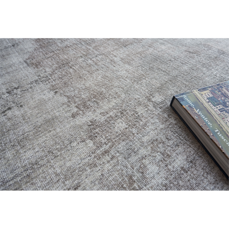 Stone Wash Gazni Handloomed Wool/Bamboo Silk Silver/Taupe 4'x6' Area Rug