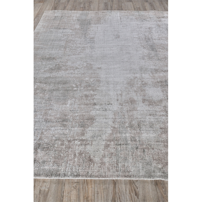 Stone Wash Gazni Handloomed Wool/Bamboo Silk Silver/Taupe 8'x10' Area Rug