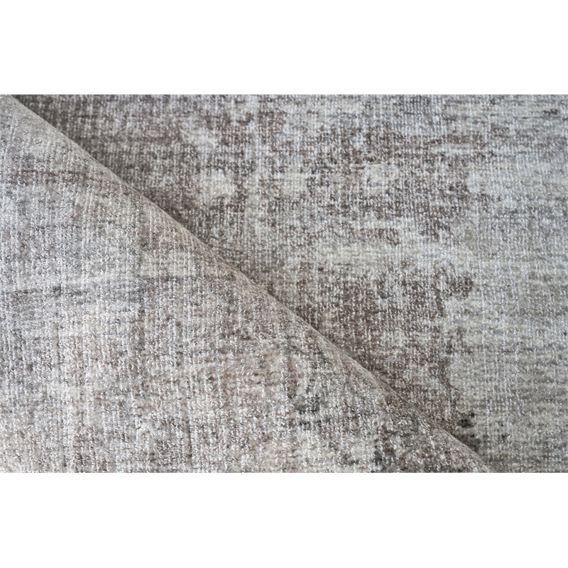 Stone Wash Gazni Handloomed Wool/Bamboo Silk Silver/Taupe 8'x10' Area Rug