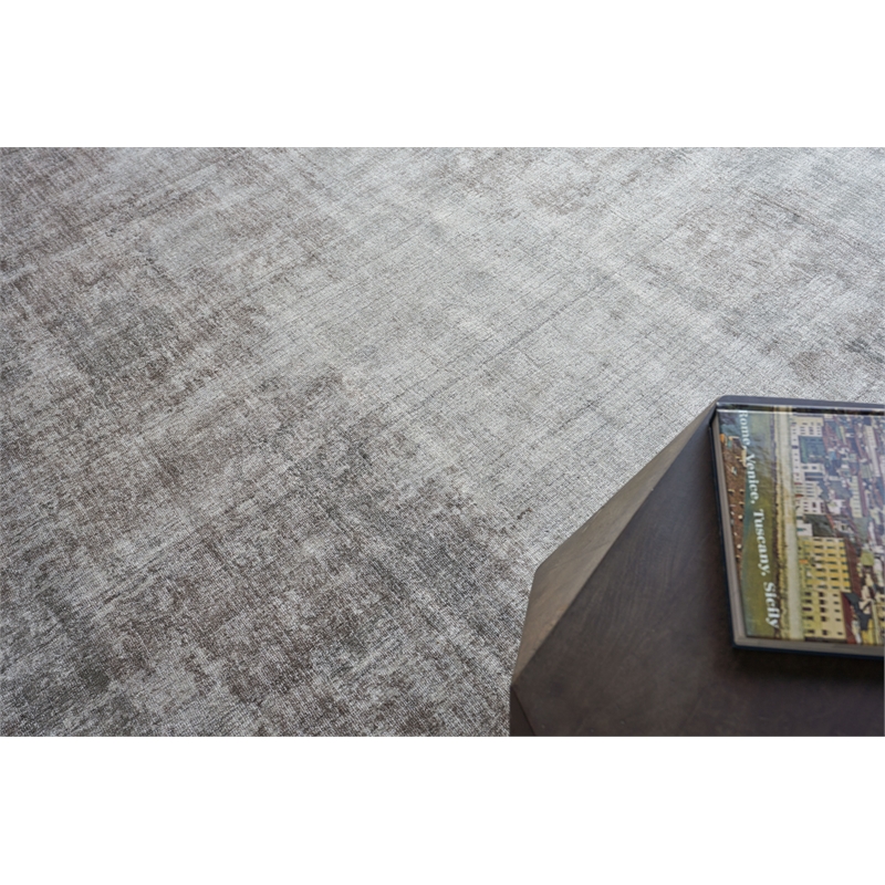 Stone Wash Gazni Handloomed Wool/Bamboo Silk Silver/Taupe 8'x10' Area Rug