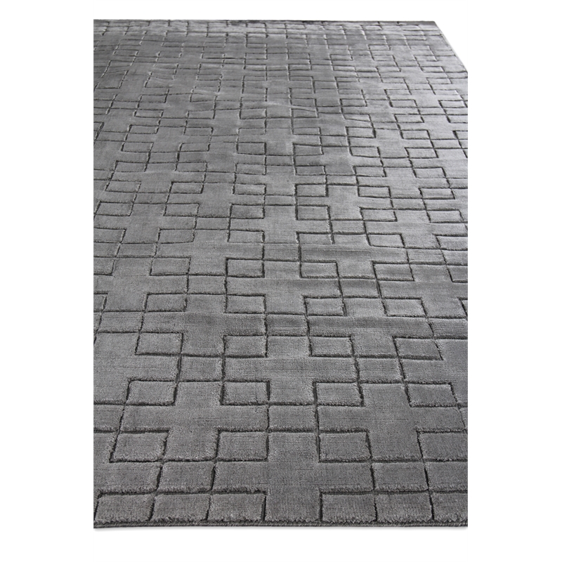 Smooch Geo Handloomed Bamboo Silk Dark Gray 6'x9' Area Rug