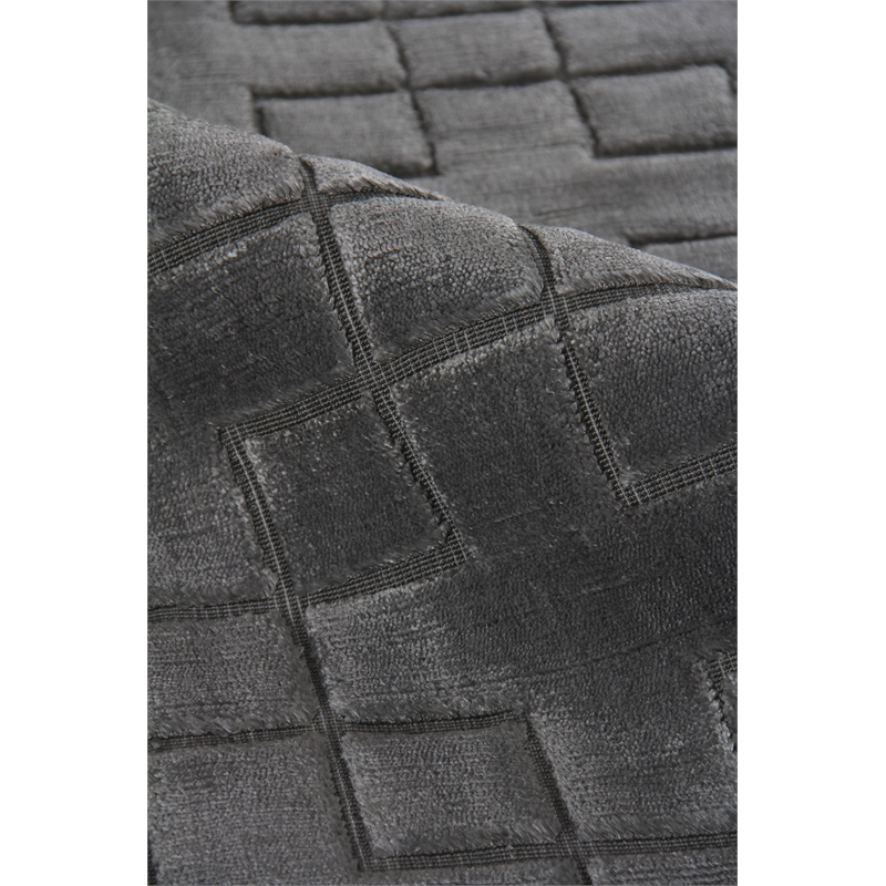 Smooch Geo Handloomed Bamboo Silk Dark Gray 6'x9' Area Rug