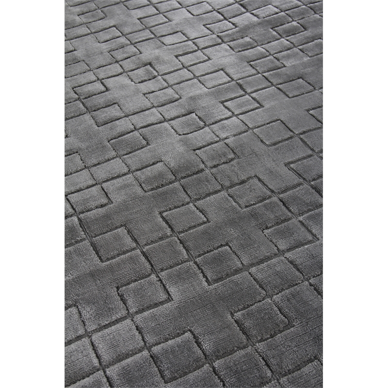 Smooch Geo Handloomed Bamboo Silk Dark Gray 6'x9' Area Rug