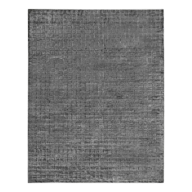 Smooch Geo Handloomed Bamboo Silk Dark Gray 6'x9' Area Rug