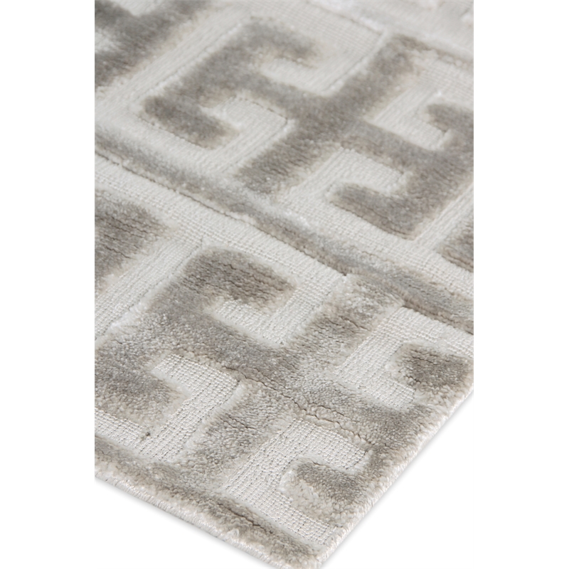 Smooch Geo Handloomed Bamboo Silk Silver 6'x9' Area Rug