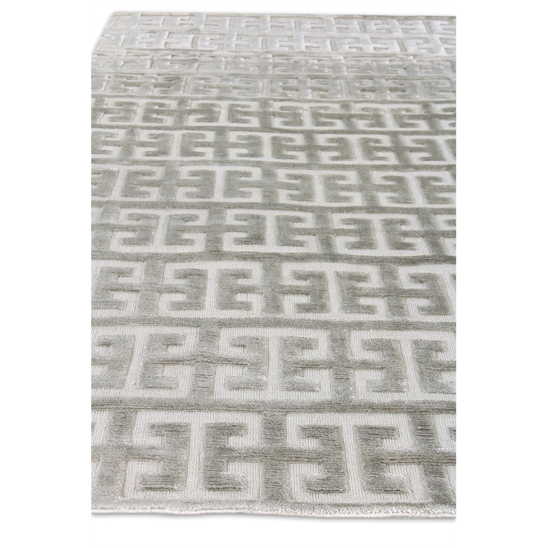 Smooch Geo Handloomed Bamboo Silk Silver 6'x9' Area Rug