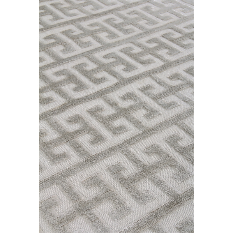 Smooch Geo Handloomed Bamboo Silk Silver 6'x9' Area Rug
