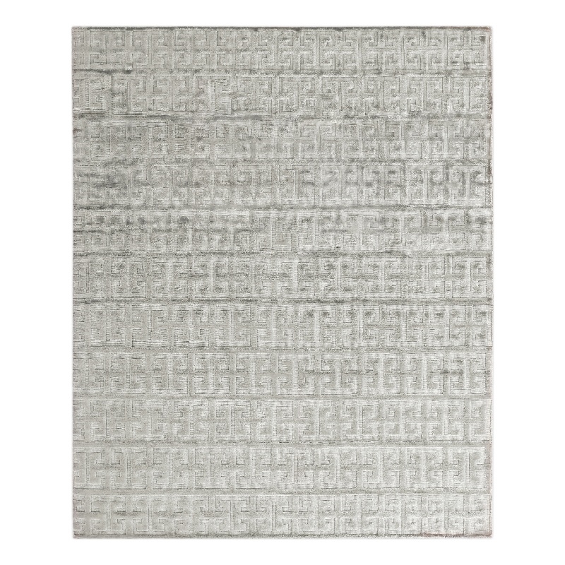 Smooch Geo Handloomed Bamboo Silk Silver 6'x9' Area Rug