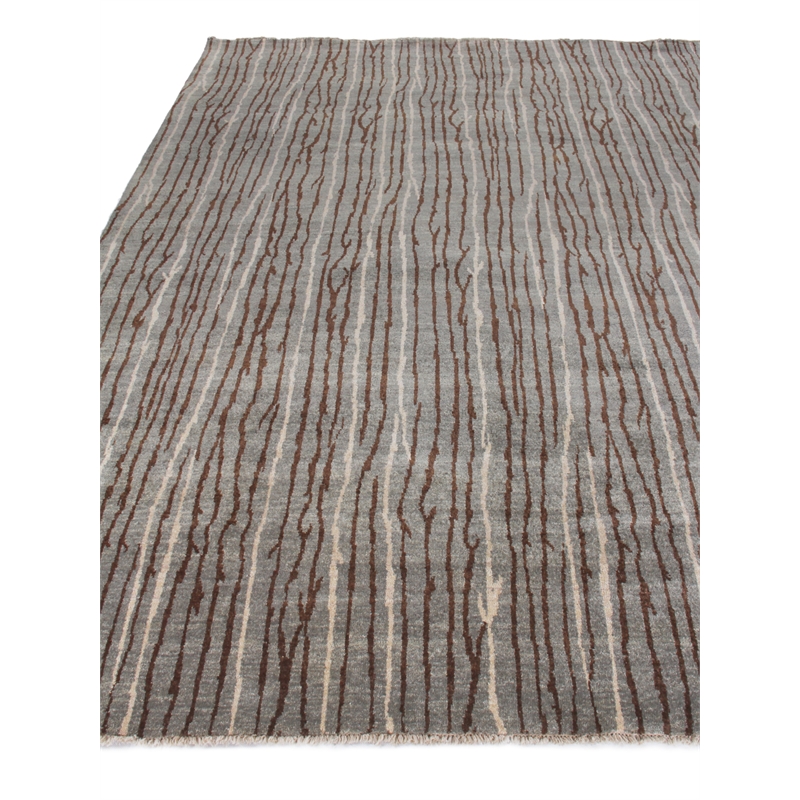 Soho Hand-Knotted New Zealand Wool Light Blue/Brick 9'x10' Area Rug