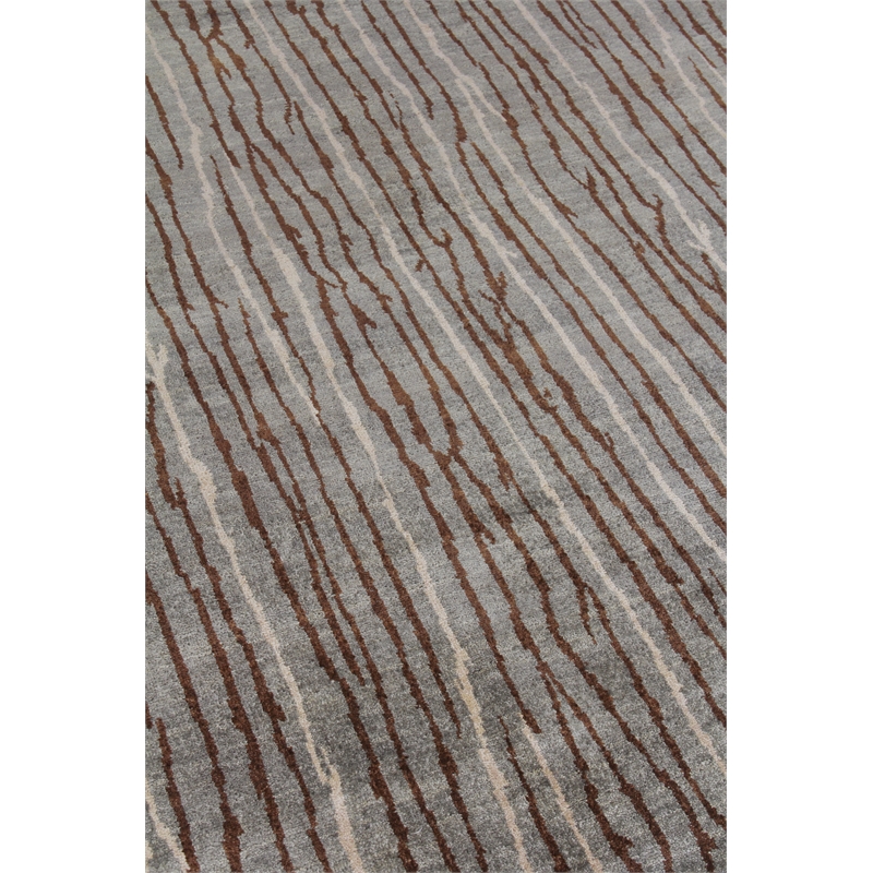 Soho Hand-Knotted New Zealand Wool Light Blue/Brick 9'x10' Area Rug