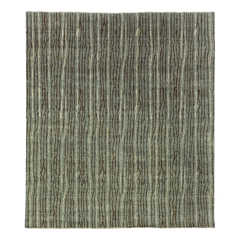 Soho Hand-Knotted New Zealand Wool Light Blue/Brick 9'x10' Area Rug