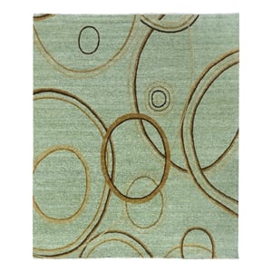 Soho Hand-Knotted New Zealand Wool Light Blue/Green 9'x12' Area Rug
