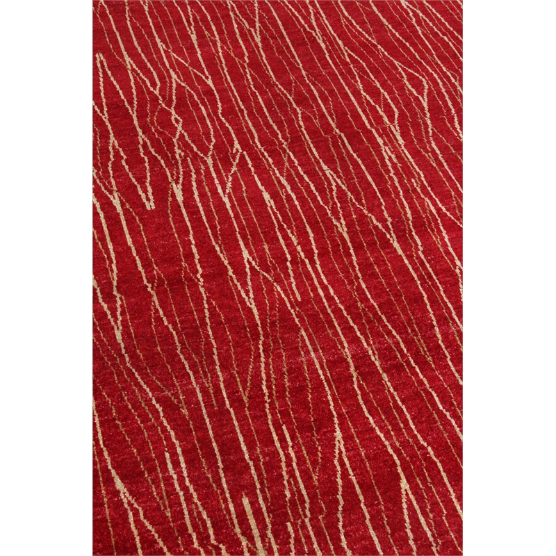 Soho Hand-Knotted New Zealand Wool Red 9'x10' Area Rug