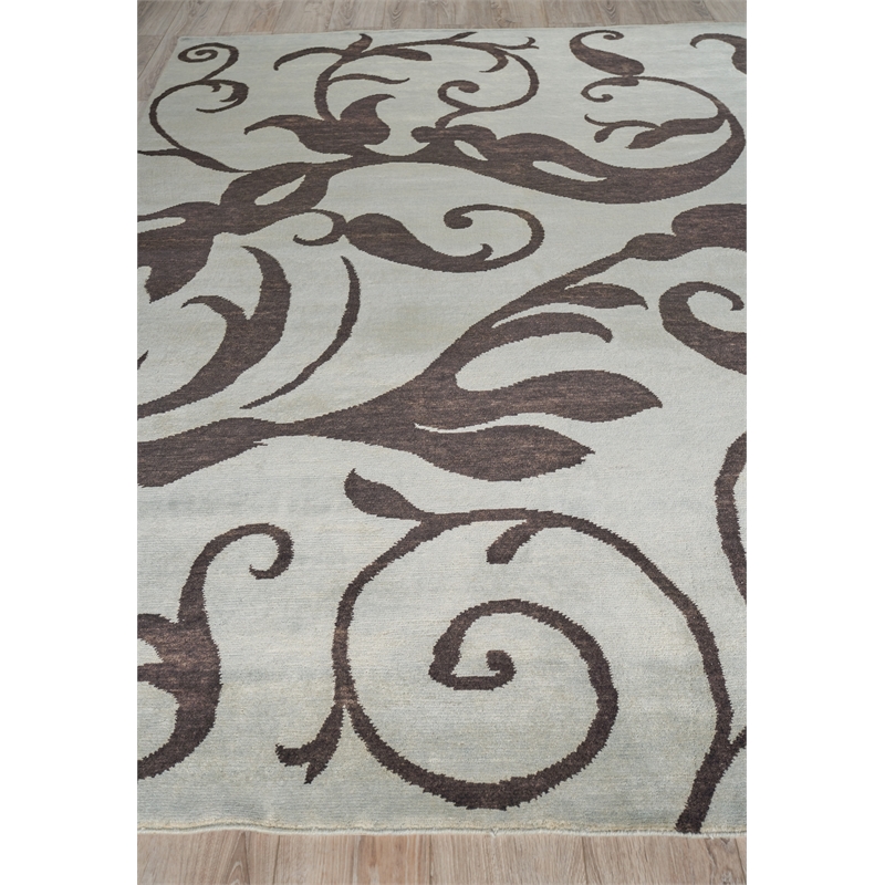 Soho Hand-Knotted New Zealand Wool Blue/Chocolate 8'x10' Area Rug