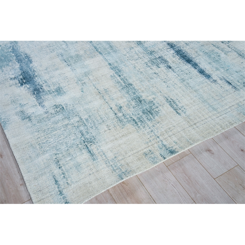 Stone Wash Gazni Handloomed Wool/Bamboo Silk Blue 4'x6' Area Rug