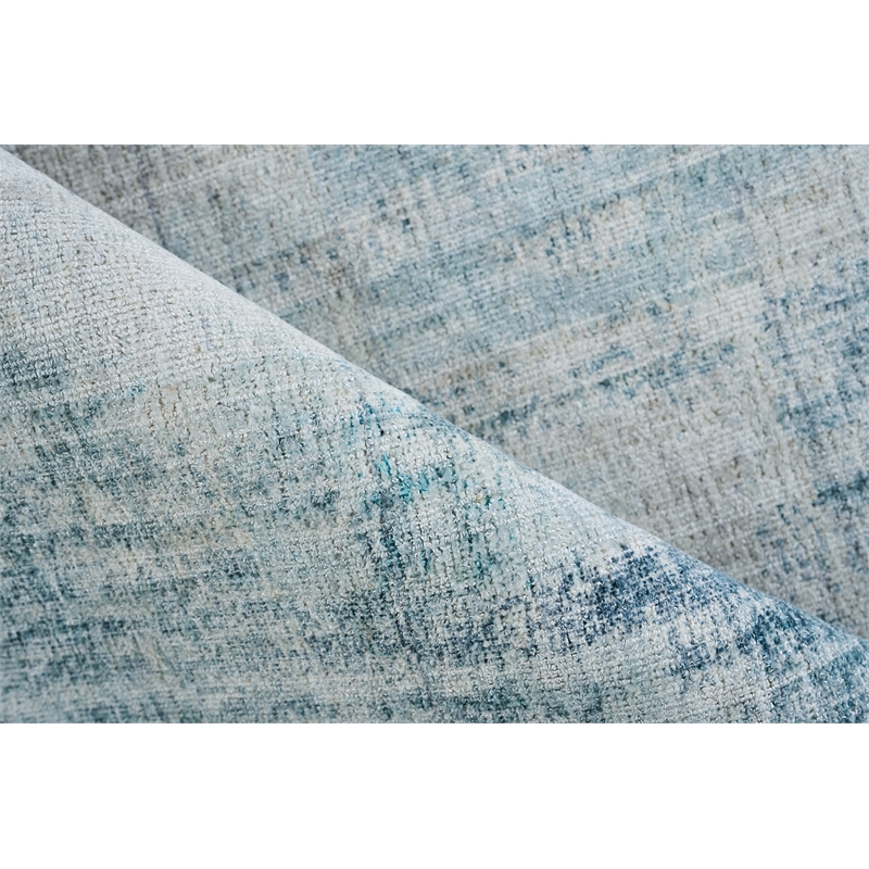 Stone Wash Gazni Handloomed Wool/Bamboo Silk Blue 4'x6' Area Rug