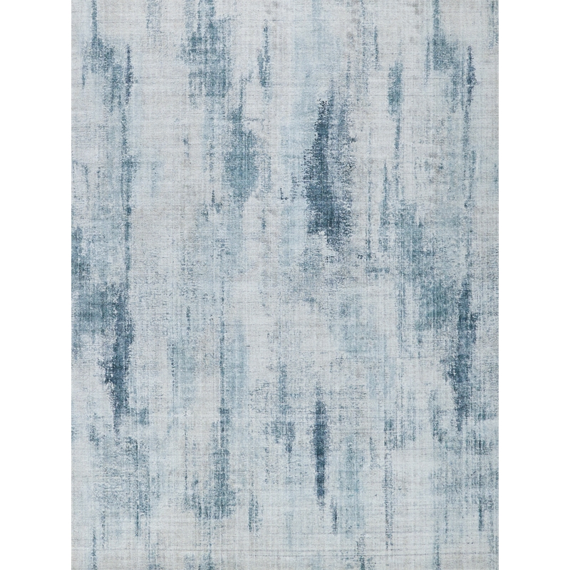 Stone Wash Gazni Handloomed Wool/Bamboo Silk Blue 4'x6' Area Rug