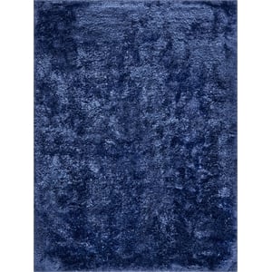 Sumo Shag Handloomed Polyester/Microfiber Navy 5'x8' Area Rug