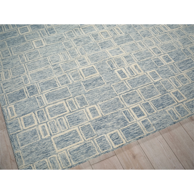 Soho Hand-Tufted New Zealand Wool Blue/Ivory 10'x14' Area Rug