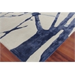 Space Age Hand-Knotted Wool/Bamboo Silk Gray/Royal Blue/Navy 9'x12' Area Rug