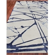Space Age Hand-Knotted Wool/Bamboo Silk Gray/Royal Blue/Navy 9'x12' Area Rug