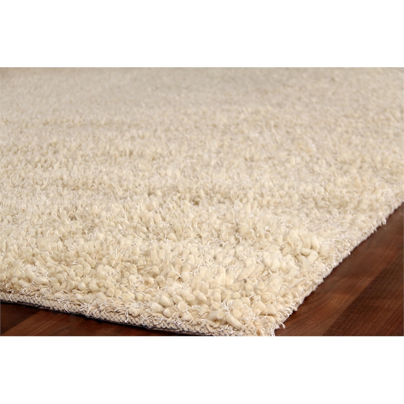 Sumo Shag Hand-Knotted New Zealand Wool Ivory 5'x8' Area Rug