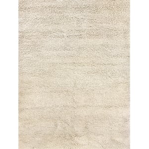 Sumo Shag Hand-Knotted New Zealand Wool Ivory 9'6&quotx13'6&quot Area Rug