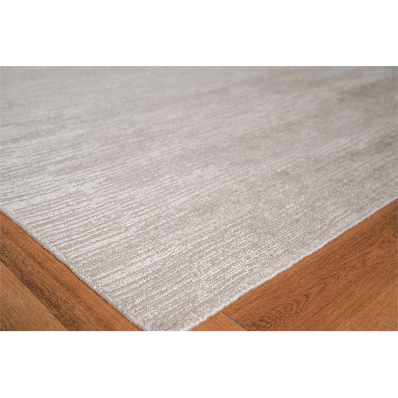 Tangaro Handloomed Bamboo Silk/Banana Silk Light Silver 2'x3' Area Rug