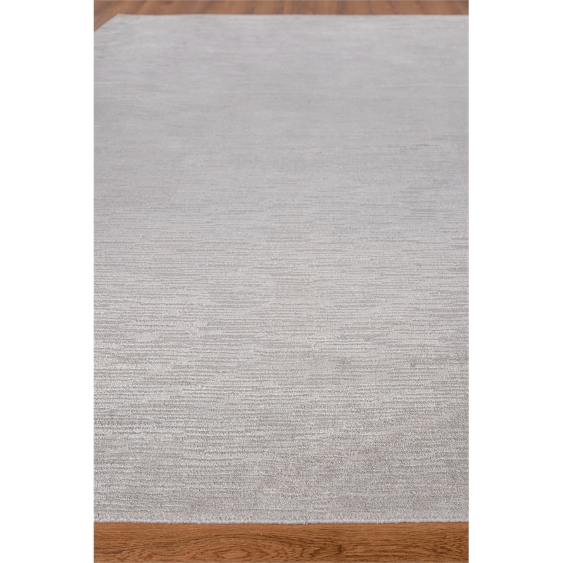 Tangaro Handloomed Bamboo Silk/Banana Silk Light Silver 2'x3' Area Rug